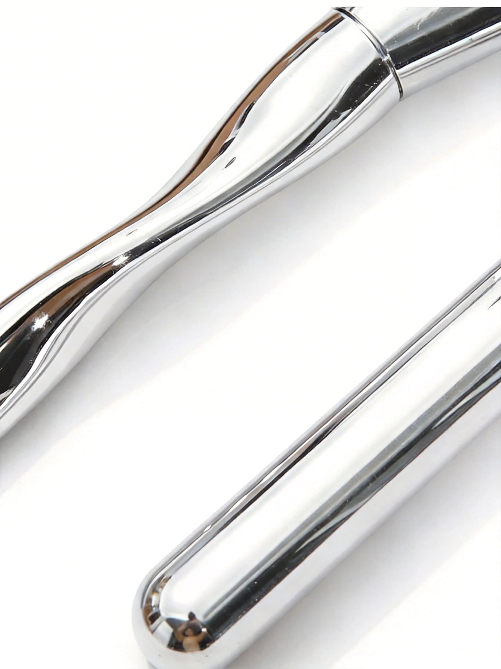 Metallic Silver Makeup Brushes (2pcs) - Sleek Metallic Silver Handle